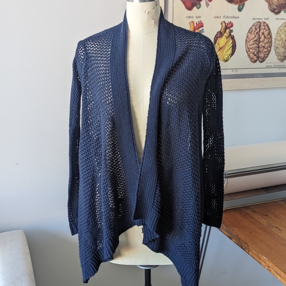 Star crochet navy cardigan S - Picture 2 of 5
